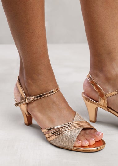 Where's That From Gold Jenelle Buckle Ankle Strap Sandal