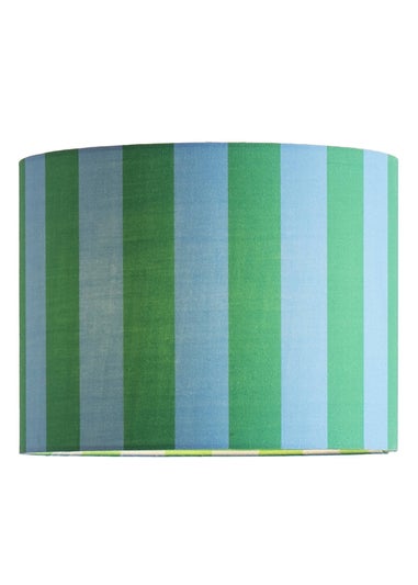 ValueLights Callie Blue & Green Stripe Small Fabric Drum Lamp Shade