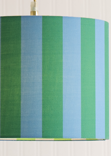 ValueLights Callie Blue & Green Stripe Small Fabric Drum Lamp Shade