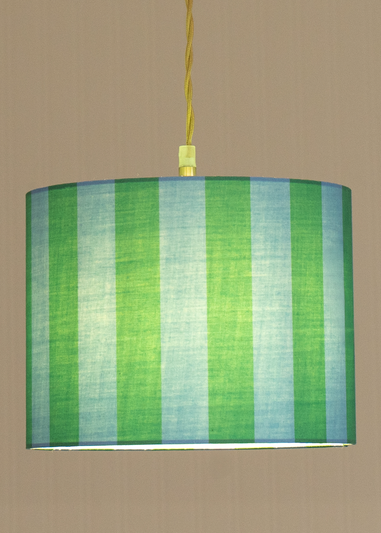 ValueLights Callie Blue & Green Stripe Small Fabric Drum Lamp Shade