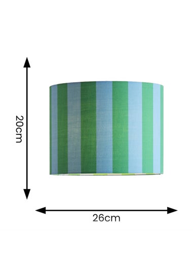 ValueLights Callie Blue & Green Stripe Small Fabric Drum Lamp Shade