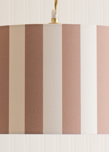 ValueLights Callie Natural & Brown Stripe Small Fabric Drum Lamp Shade