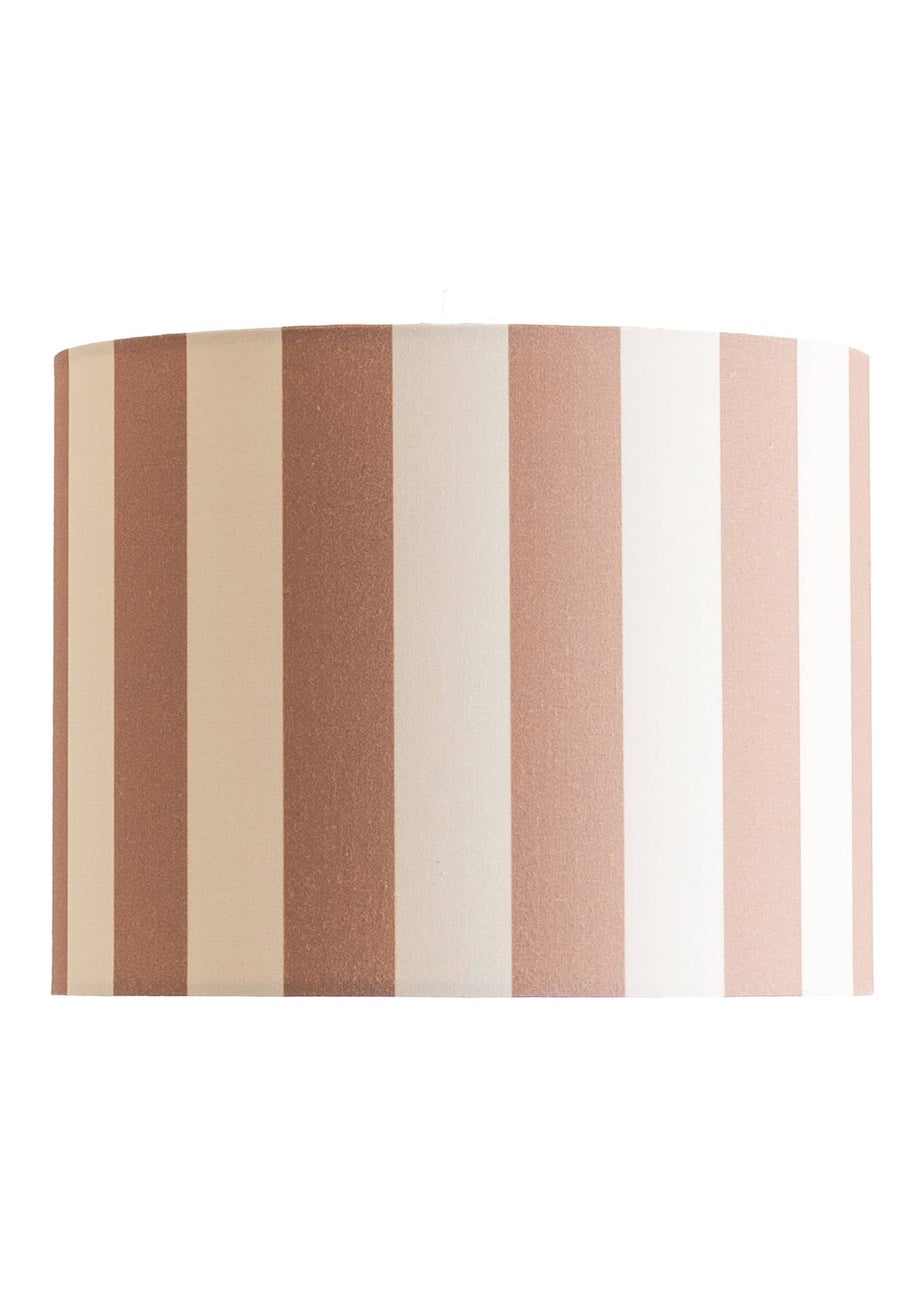 ValueLights Callie Natural & Brown Stripe Small Fabric Drum Lamp Shade