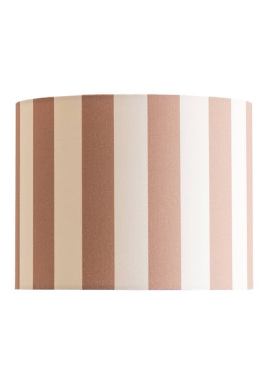 ValueLights Callie Natural & Brown Stripe Small Fabric Drum Lamp Shade