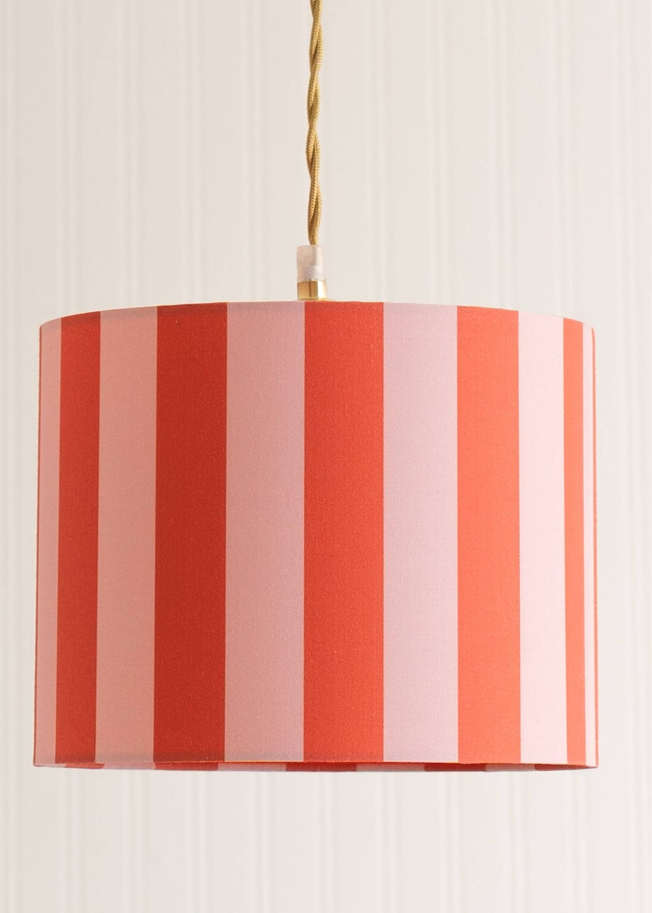 ValueLights Callie Orange & Pink Stripe Small Fabric Drum Lamp Shade