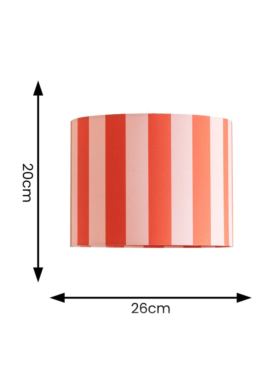 ValueLights Callie Orange & Pink Stripe Small Fabric Drum Lamp Shade