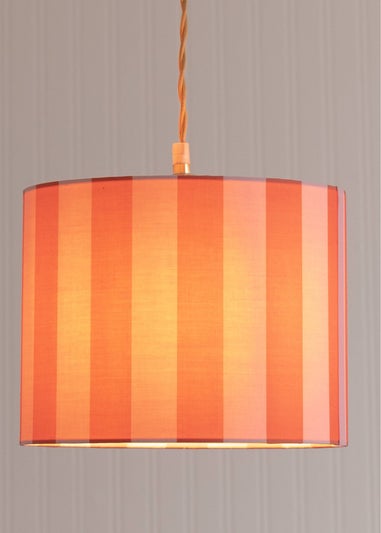 ValueLights Callie Orange & Pink Stripe Small Fabric Drum Lamp Shade