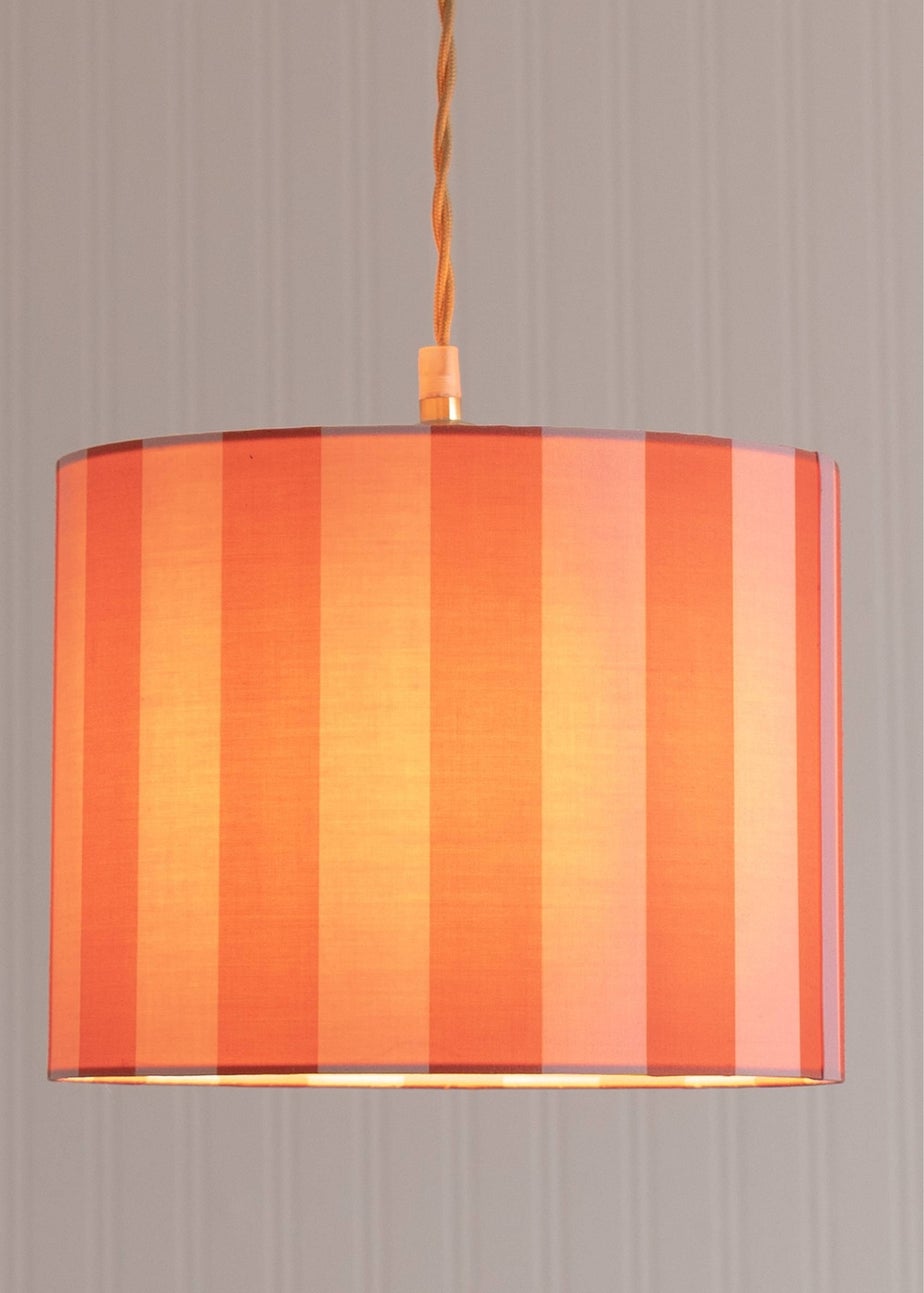 ValueLights Callie Orange & Pink Stripe Small Fabric Drum Lamp Shade