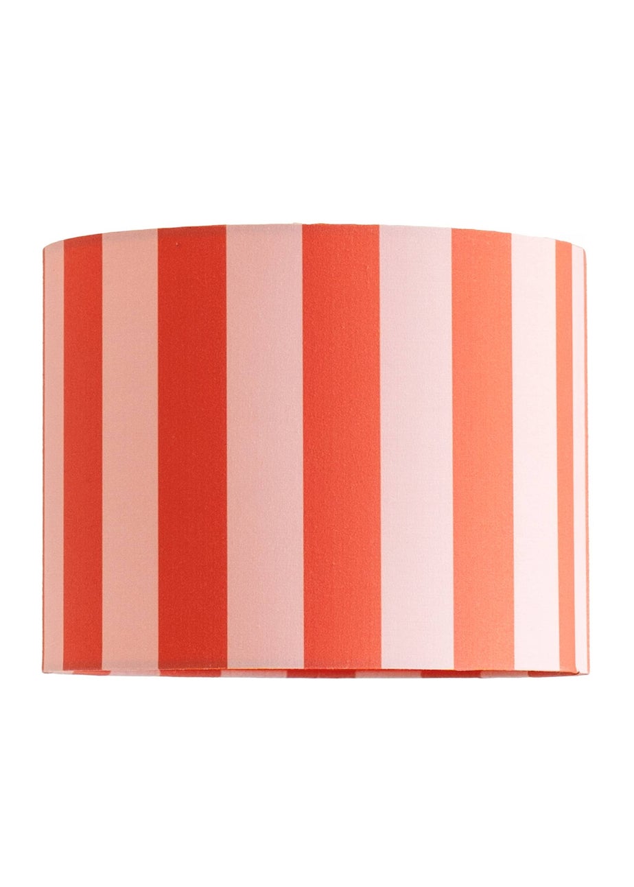 ValueLights Callie Orange & Pink Stripe Small Fabric Drum Lamp Shade