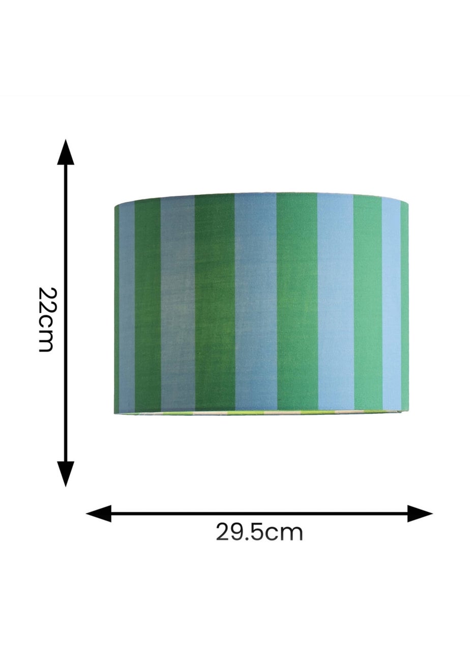 ValueLights Callie Blue & Green Stripe Large Fabric Drum Lamp Shade