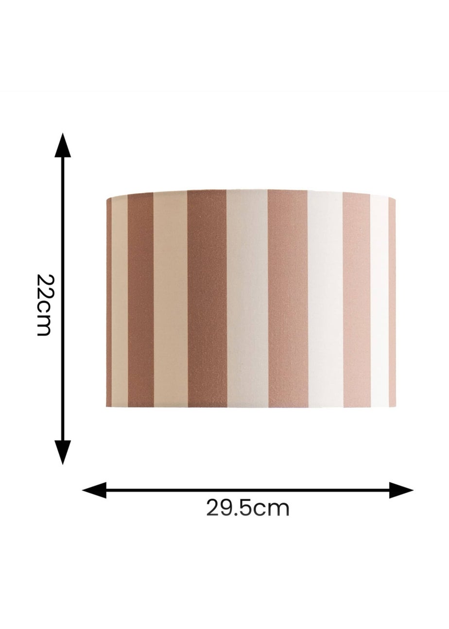 ValueLights Callie Natural & Brown Stripe Large Fabric Drum Lamp Shade
