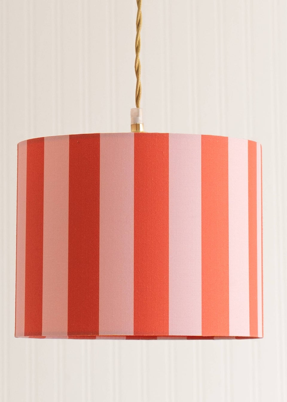 ValueLights Callie Orange & Pink Stripe Large Fabric Drum Lamp Shade