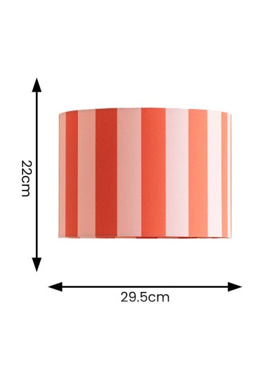 ValueLights Callie Orange & Pink Stripe Large Fabric Drum Lamp Shade
