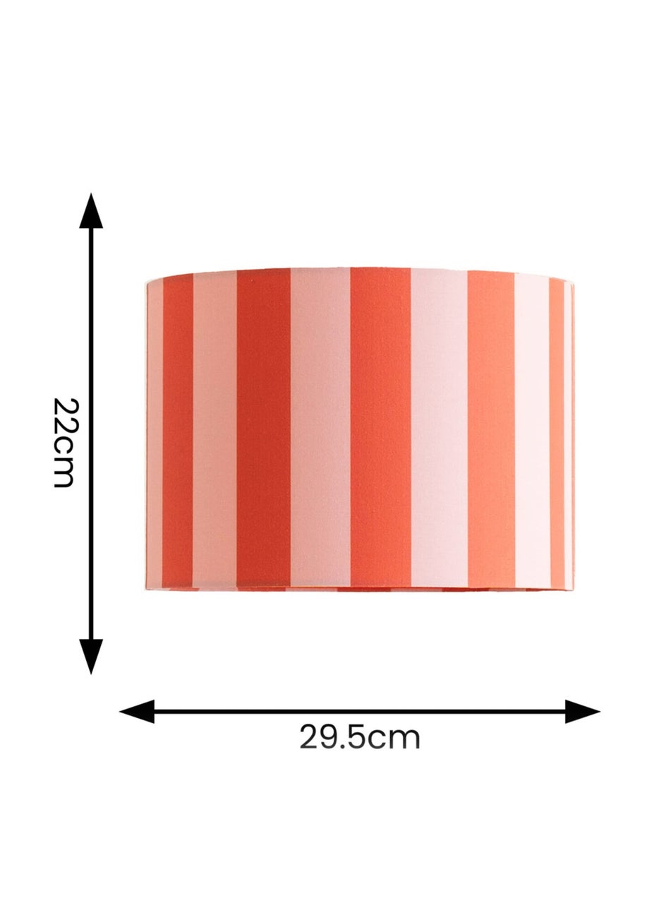 ValueLights Callie Orange & Pink Stripe Large Fabric Drum Lamp Shade