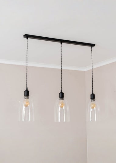 ValueLights Kira Glass Cloche Dome 3 Drop Bar Diner Ceiling Pendant Light