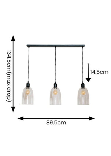 ValueLights Kira Glass Cloche Dome 3 Drop Bar Diner Ceiling Pendant Light