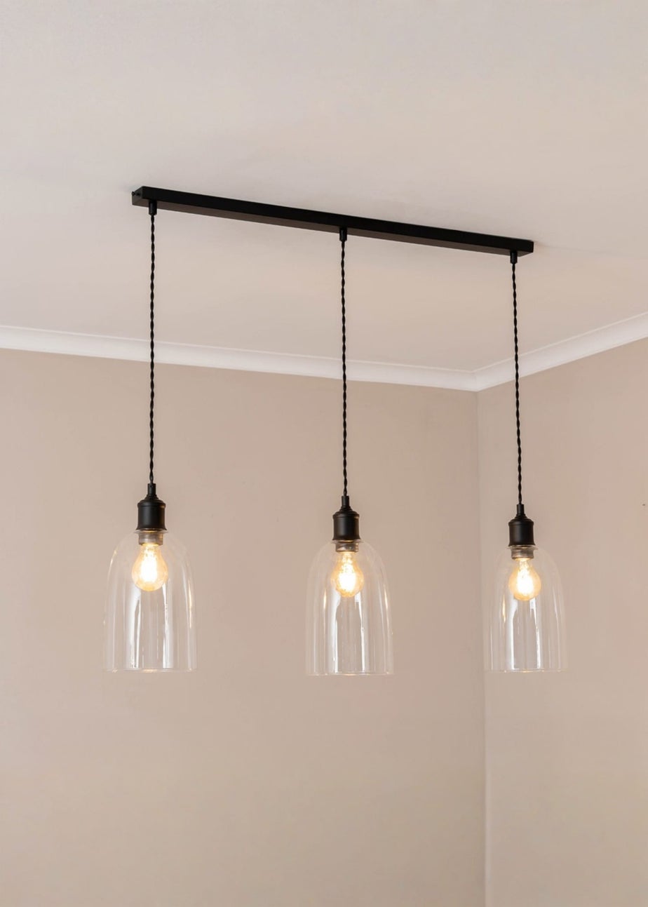 ValueLights Kira Glass Cloche Dome 3 Drop Bar Diner Ceiling Pendant Light