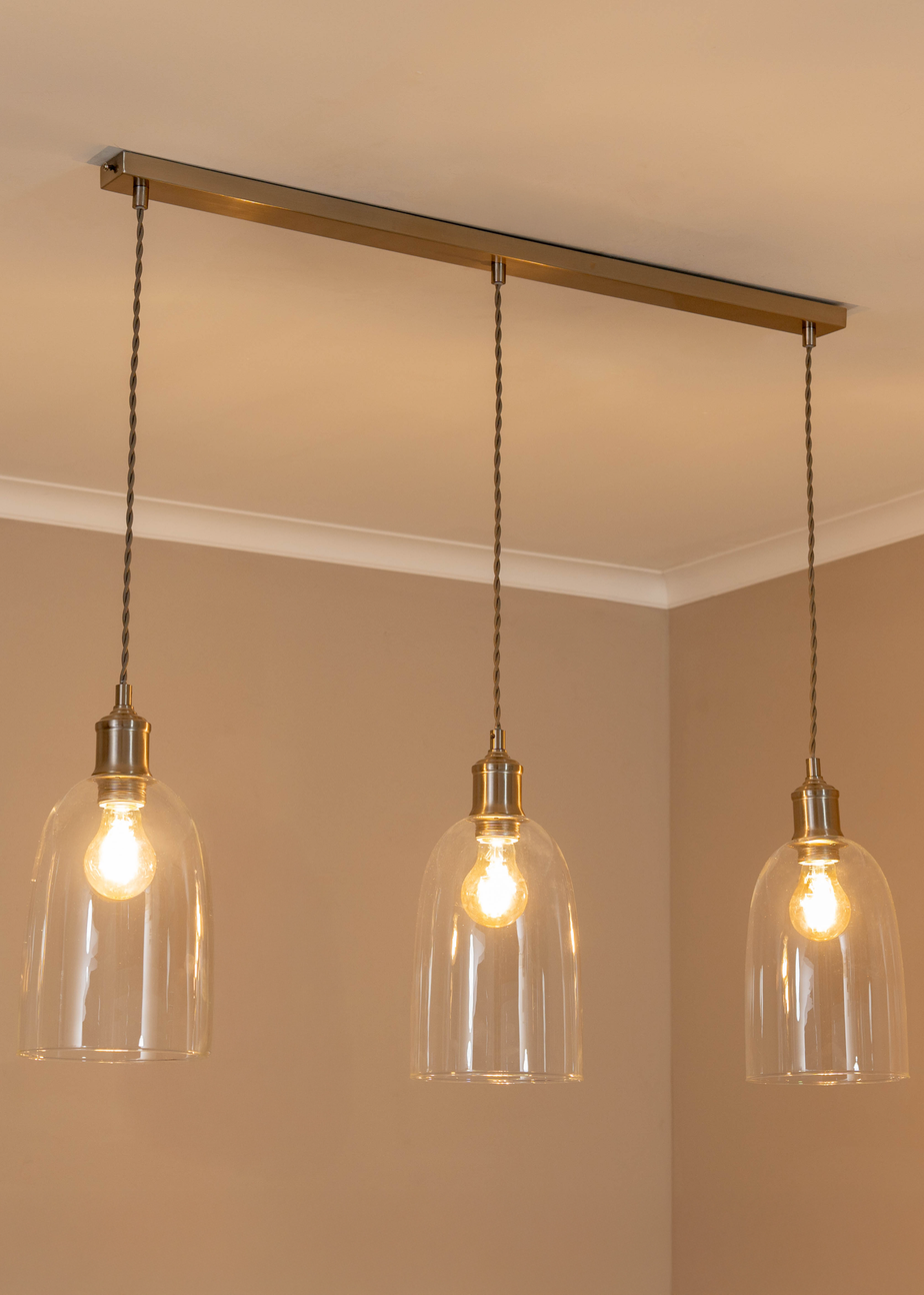 ValueLights Kira Glass Cloche Dome 3 Drop Bar Diner Ceiling Pendant Light