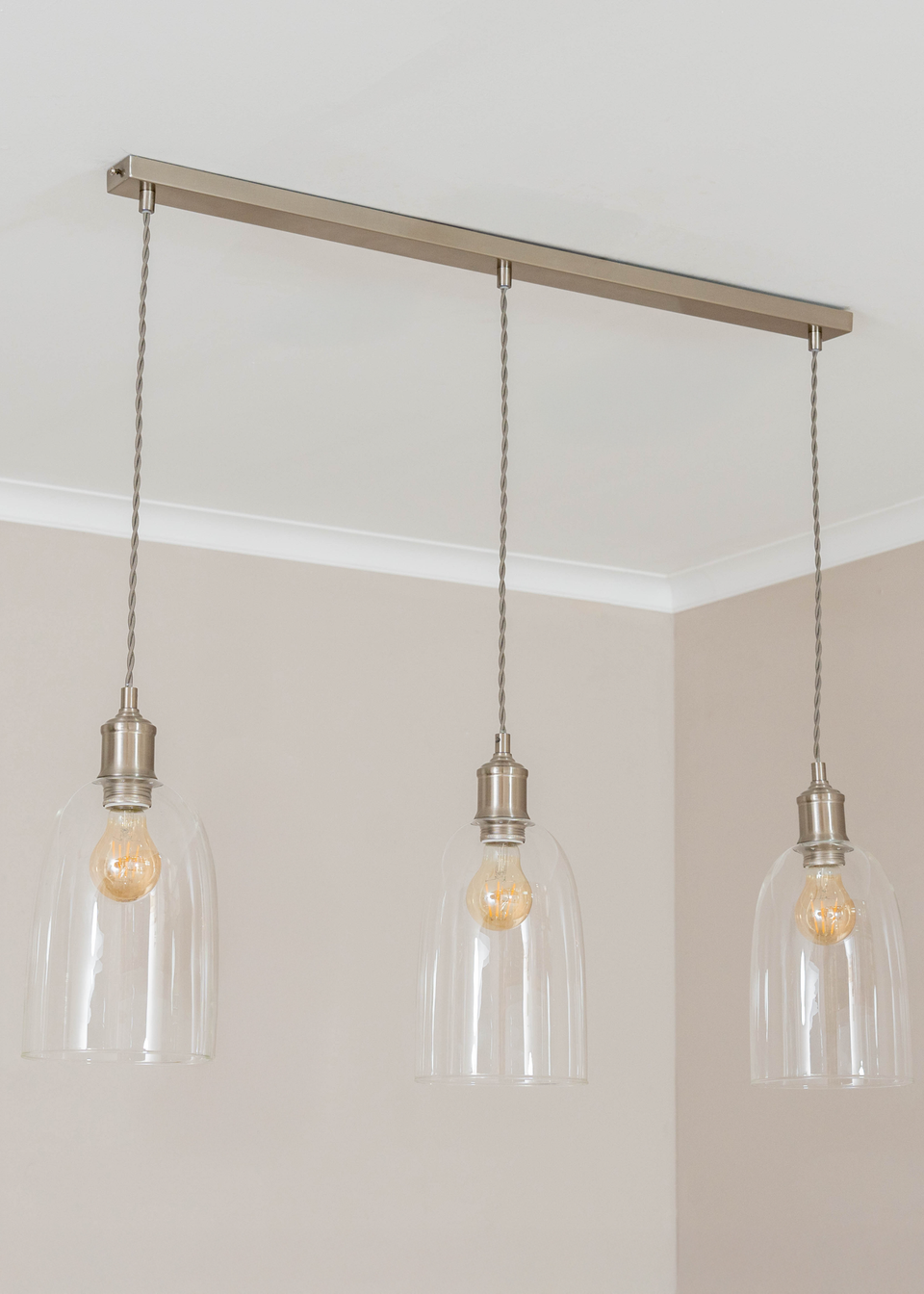 ValueLights Kira Glass Cloche Dome 3 Drop Bar Diner Ceiling Pendant Light