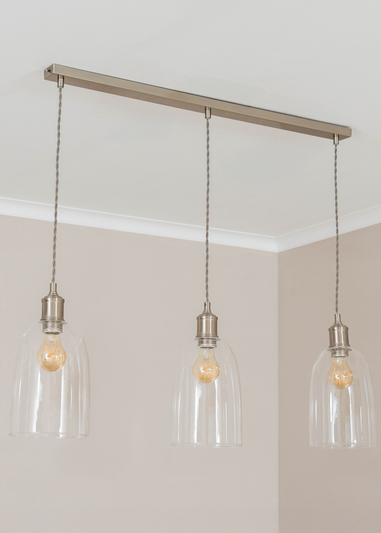 ValueLights Kira Glass Cloche Dome 3 Drop Bar Diner Ceiling Pendant Light