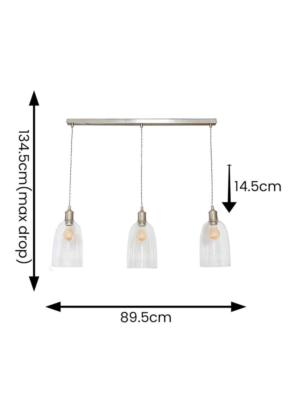 ValueLights Kira Glass Cloche Dome 3 Drop Bar Diner Ceiling Pendant Light