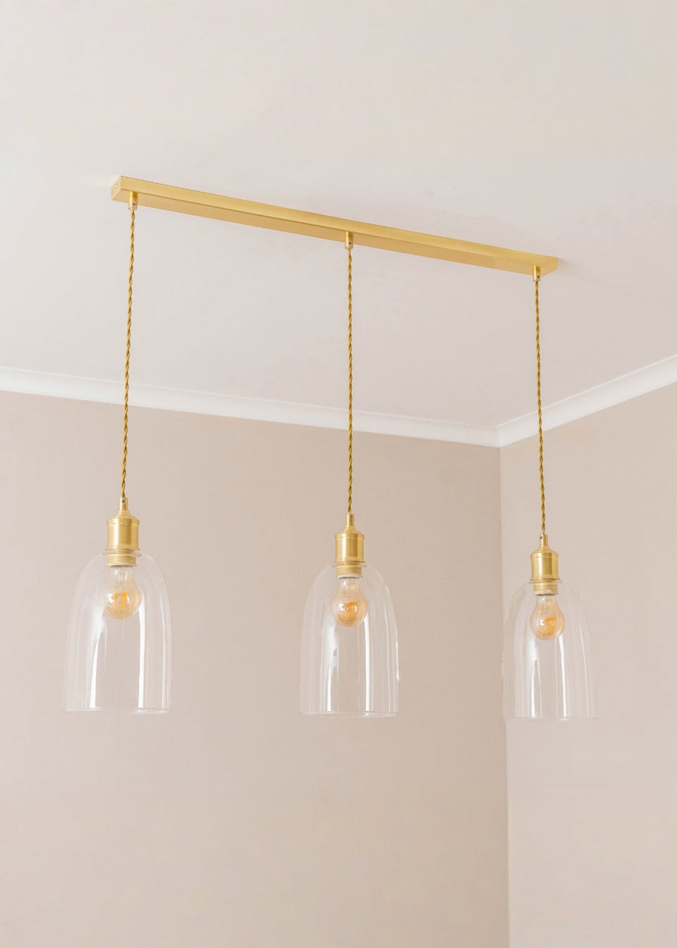 ValueLights Kira Glass Cloche Dome 3 Drop Bar Diner Ceiling Pendant Light