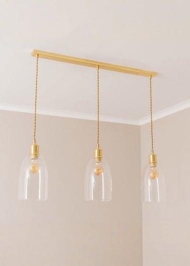 ValueLights Kira Glass Cloche Dome 3 Drop Bar Diner Ceiling Pendant Light