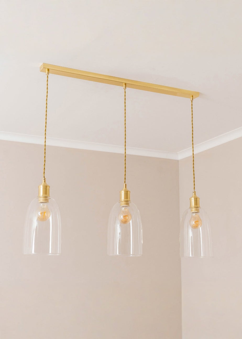 ValueLights Kira Glass Cloche Dome 3 Drop Bar Diner Ceiling Pendant Light