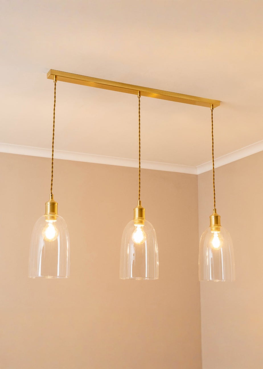 ValueLights Kira Glass Cloche Dome 3 Drop Bar Diner Ceiling Pendant Light