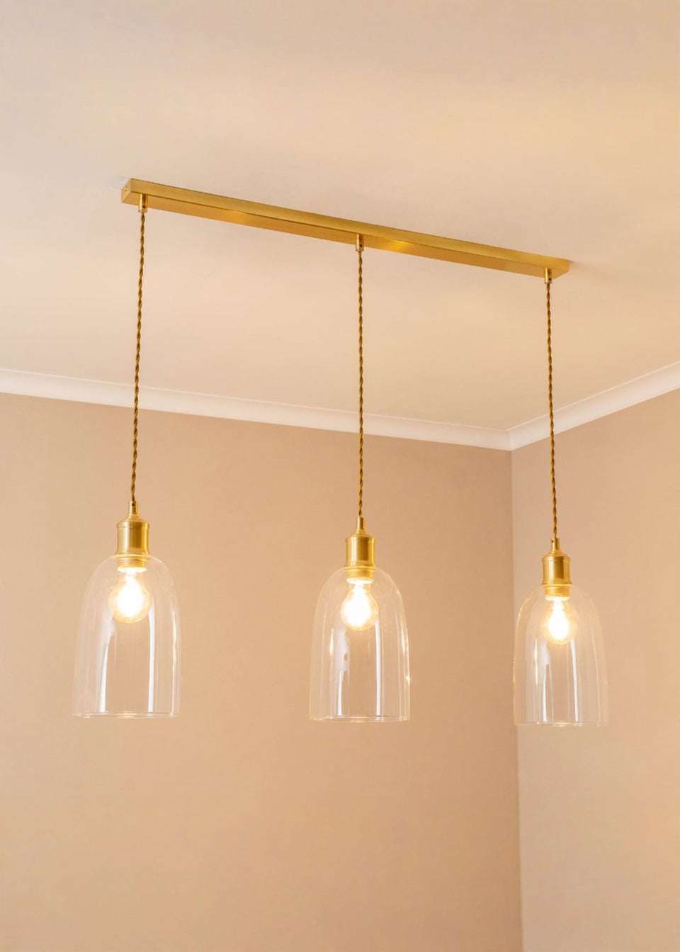 ValueLights Kira Glass Cloche Dome 3 Drop Bar Diner Ceiling Pendant Light