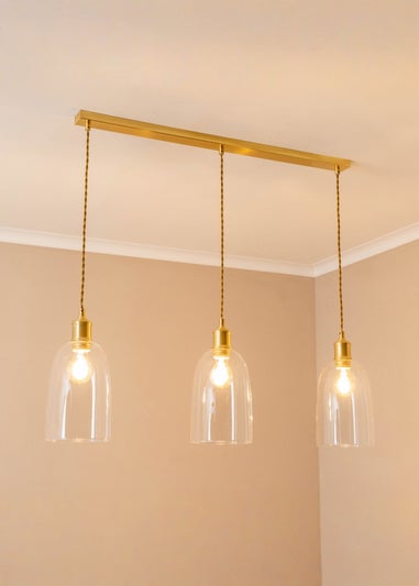 ValueLights Kira Glass Cloche Dome 3 Drop Bar Diner Ceiling Pendant Light