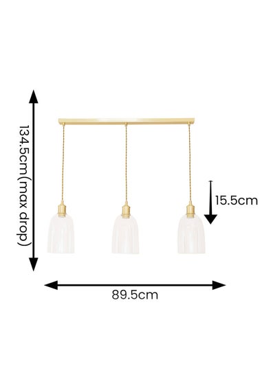 ValueLights Kira Glass Cloche Dome 3 Drop Bar Diner Ceiling Pendant Light