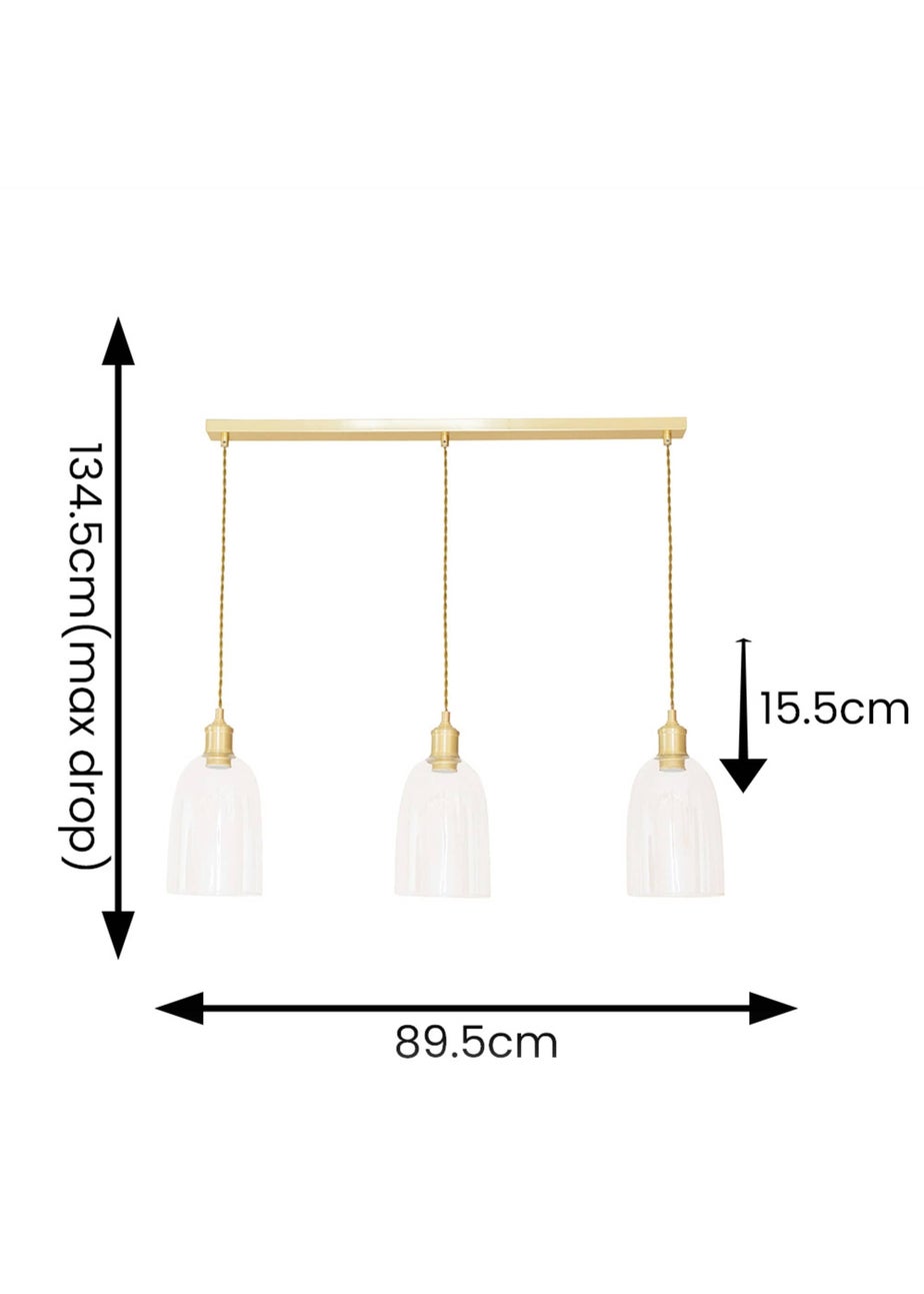 ValueLights Kira Glass Cloche Dome 3 Drop Bar Diner Ceiling Pendant Light