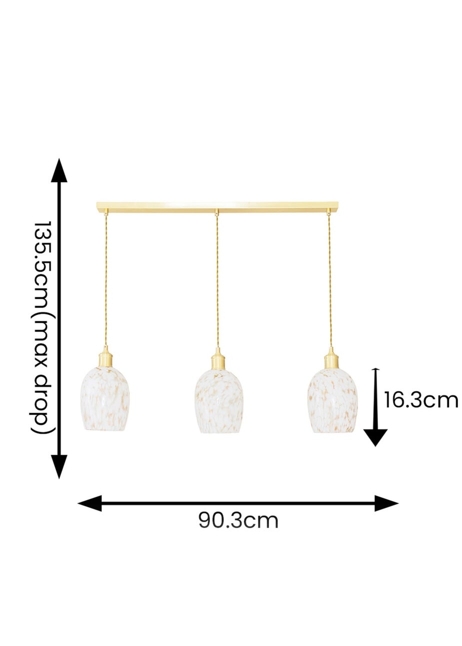 ValueLights India White Confetti Glass Shade 3 Drop Diner Ceiling Pendant Light
