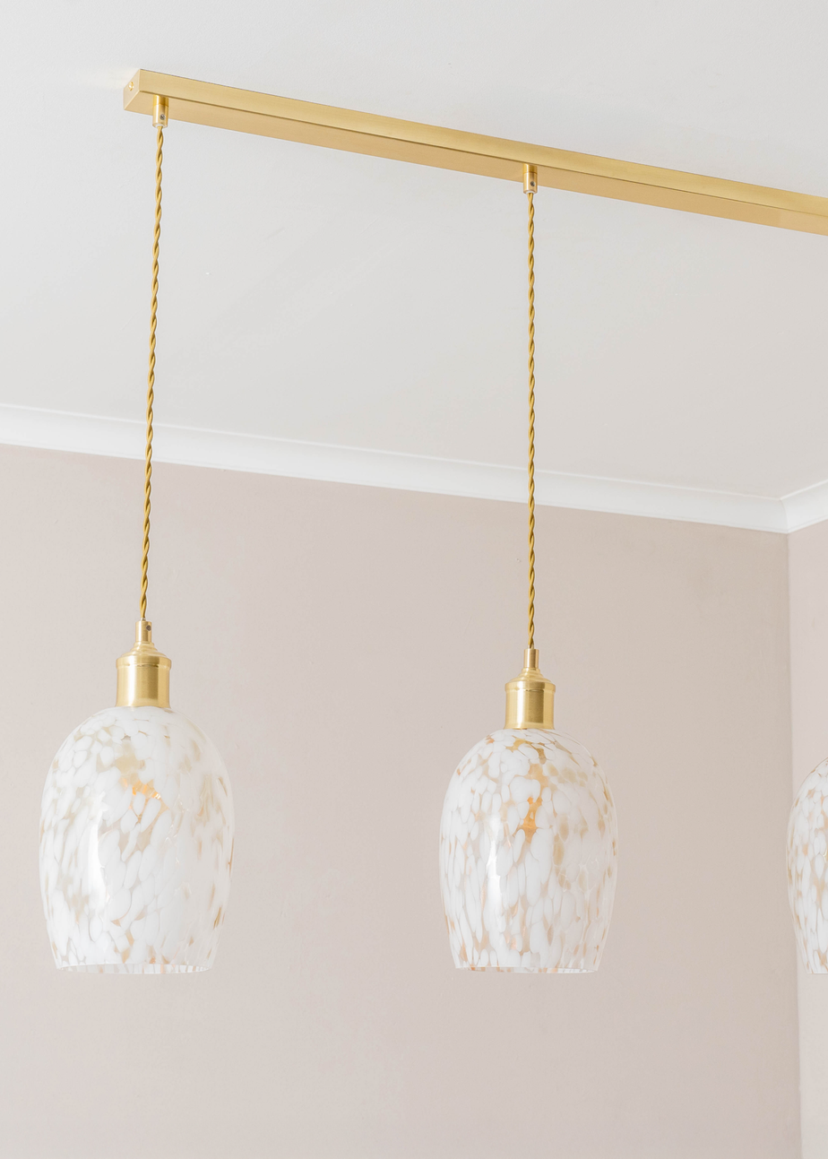 ValueLights India White Confetti Glass Shade 3 Drop Diner Ceiling Pendant Light