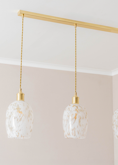 ValueLights India White Confetti Glass Shade 3 Drop Diner Ceiling Pendant Light