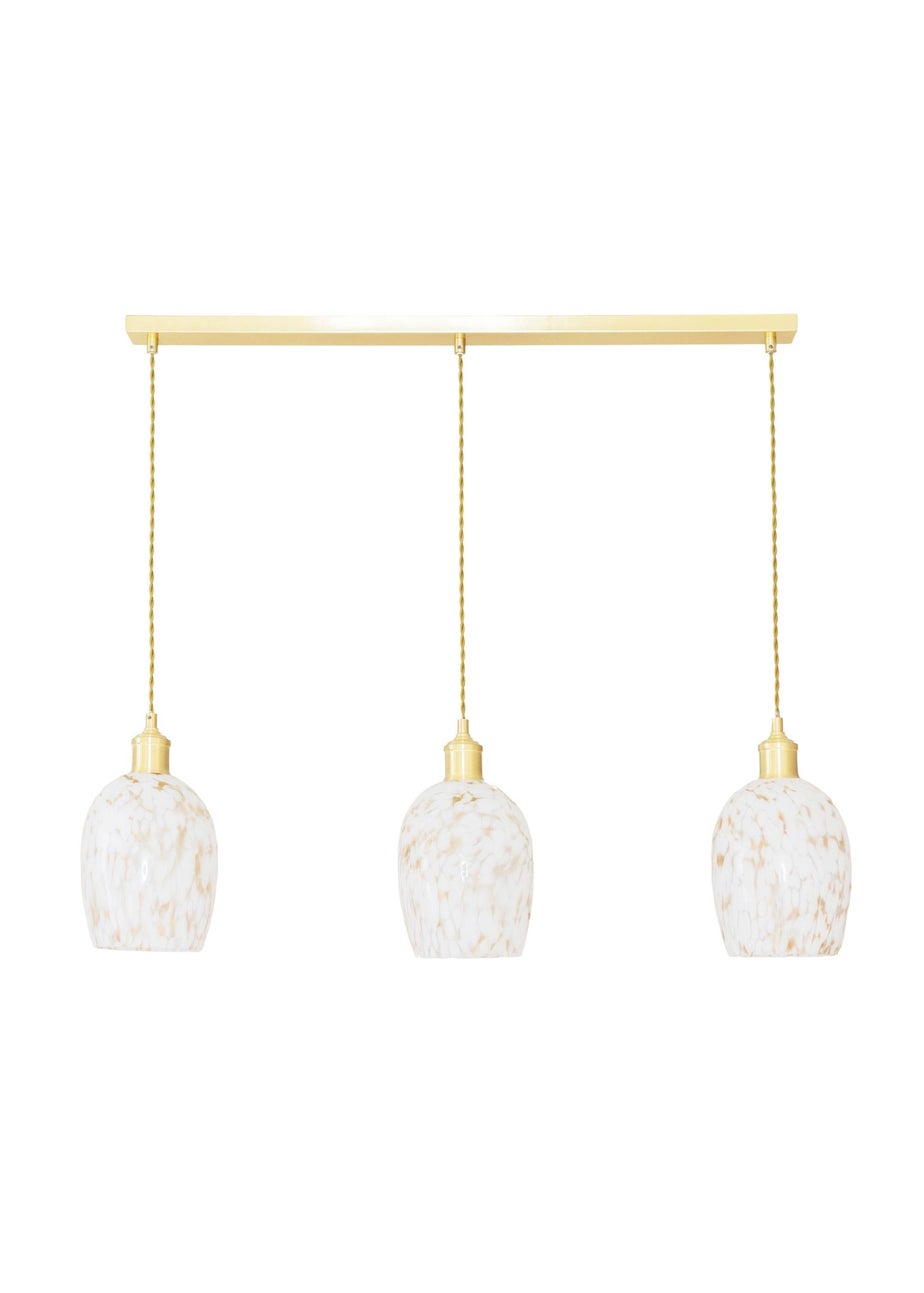 ValueLights India White Confetti Glass Shade 3 Drop Diner Ceiling Pendant Light