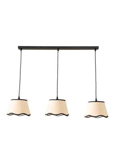 ValueLights Dutton Black Trim Scallop 3 Drop Bar Matte Black Diner Ceiling Pendant Light