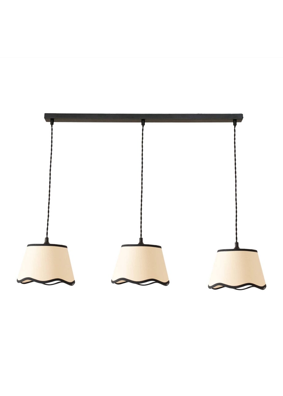 ValueLights Dutton Black Trim Scallop 3 Drop Bar Matte Black Diner Ceiling Pendant Light
