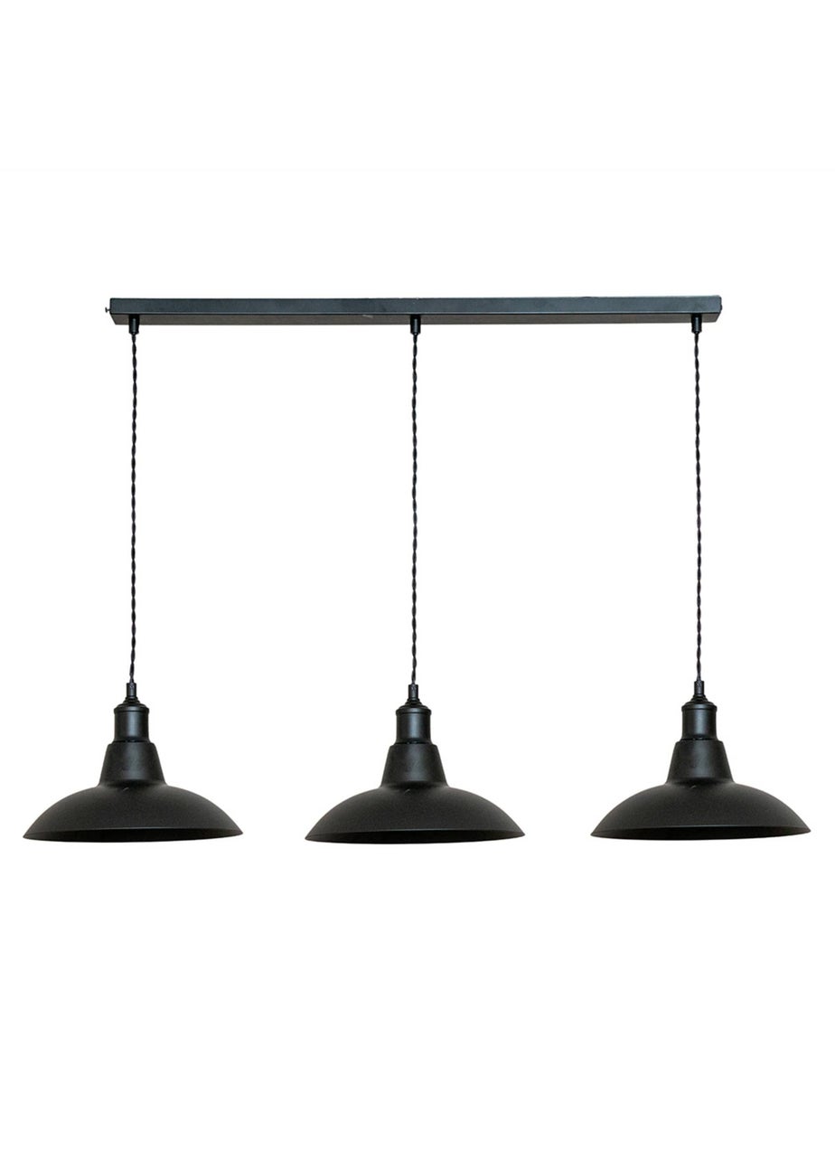 ValueLights Civic Matte Black Metro Dome 3 Drop Diner Bar Ceiling Pendant Light