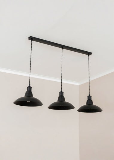 ValueLights Civic Matte Black Metro Dome 3 Drop Diner Bar Ceiling Pendant Light