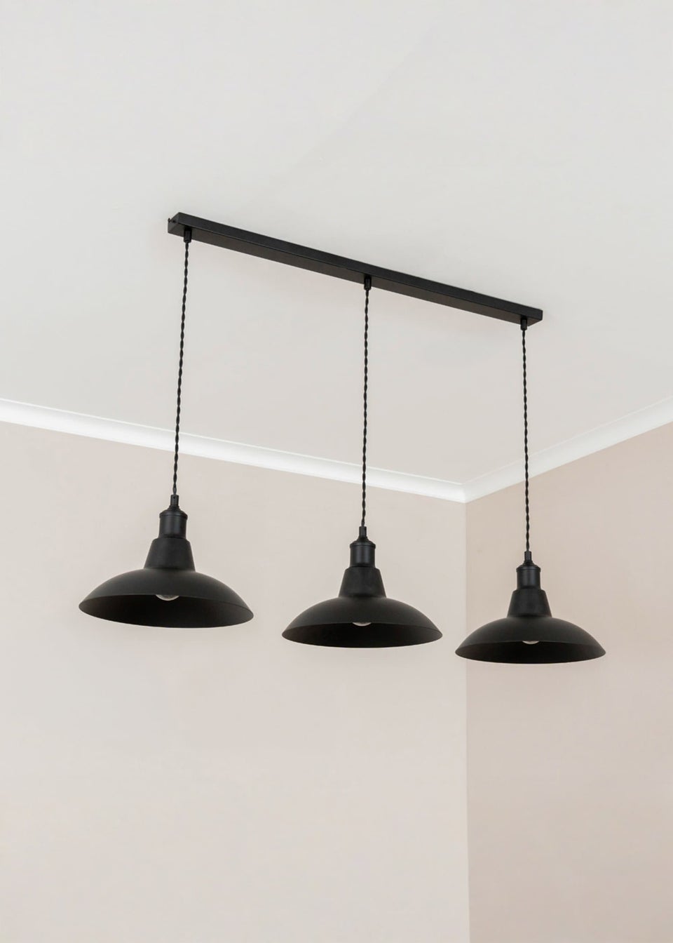 ValueLights Civic Matte Black Metro Dome 3 Drop Diner Bar Ceiling Pendant Light