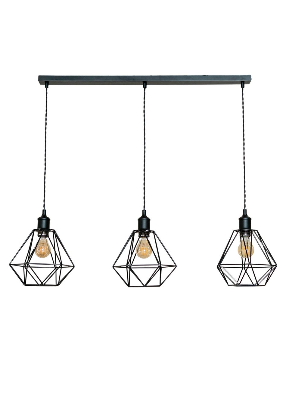 ValueLights Diablo Geometric Shade 3 Drop Diner Bar Ceiling Pendant Light