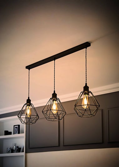 ValueLights Diablo Geometric Shade 3 Drop Diner Bar Ceiling Pendant Light