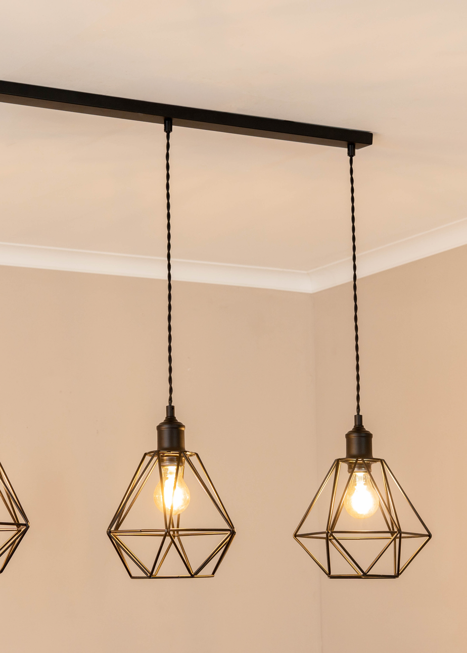 ValueLights Diablo Geometric Shade 3 Drop Diner Bar Ceiling Pendant Light