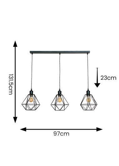 ValueLights Diablo Geometric Shade 3 Drop Diner Bar Ceiling Pendant Light