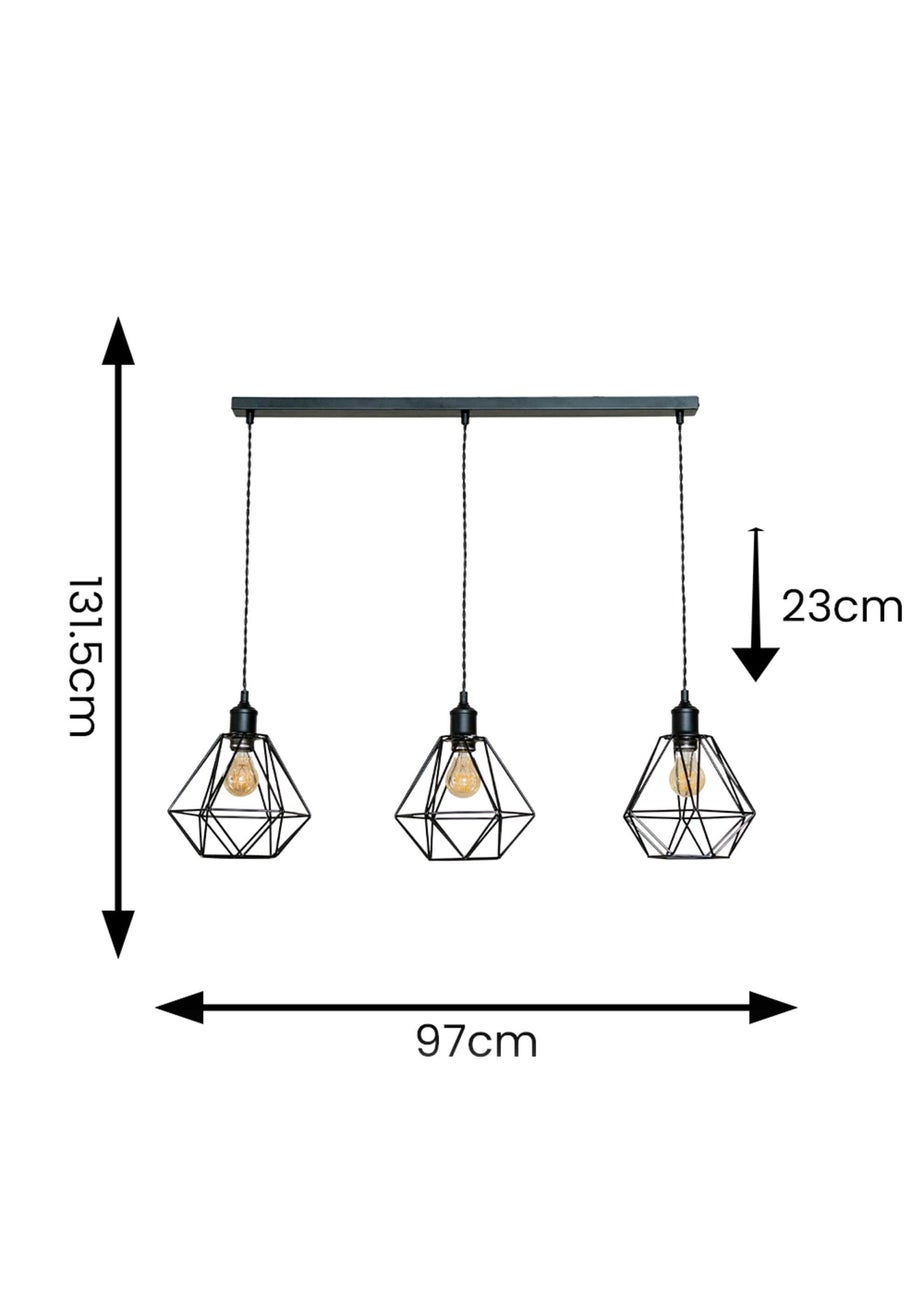 ValueLights Diablo Geometric Shade 3 Drop Diner Bar Ceiling Pendant Light