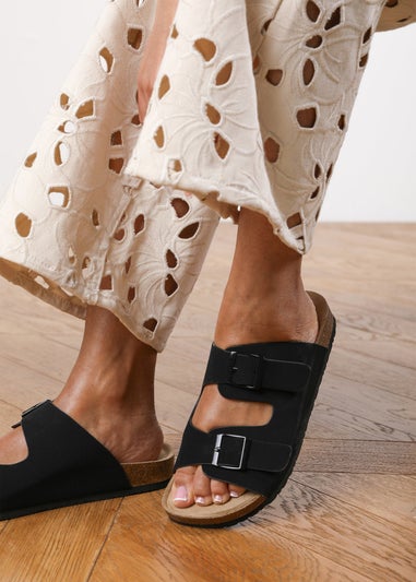 Where's That From Black Victoria Plaited Flatform Slider