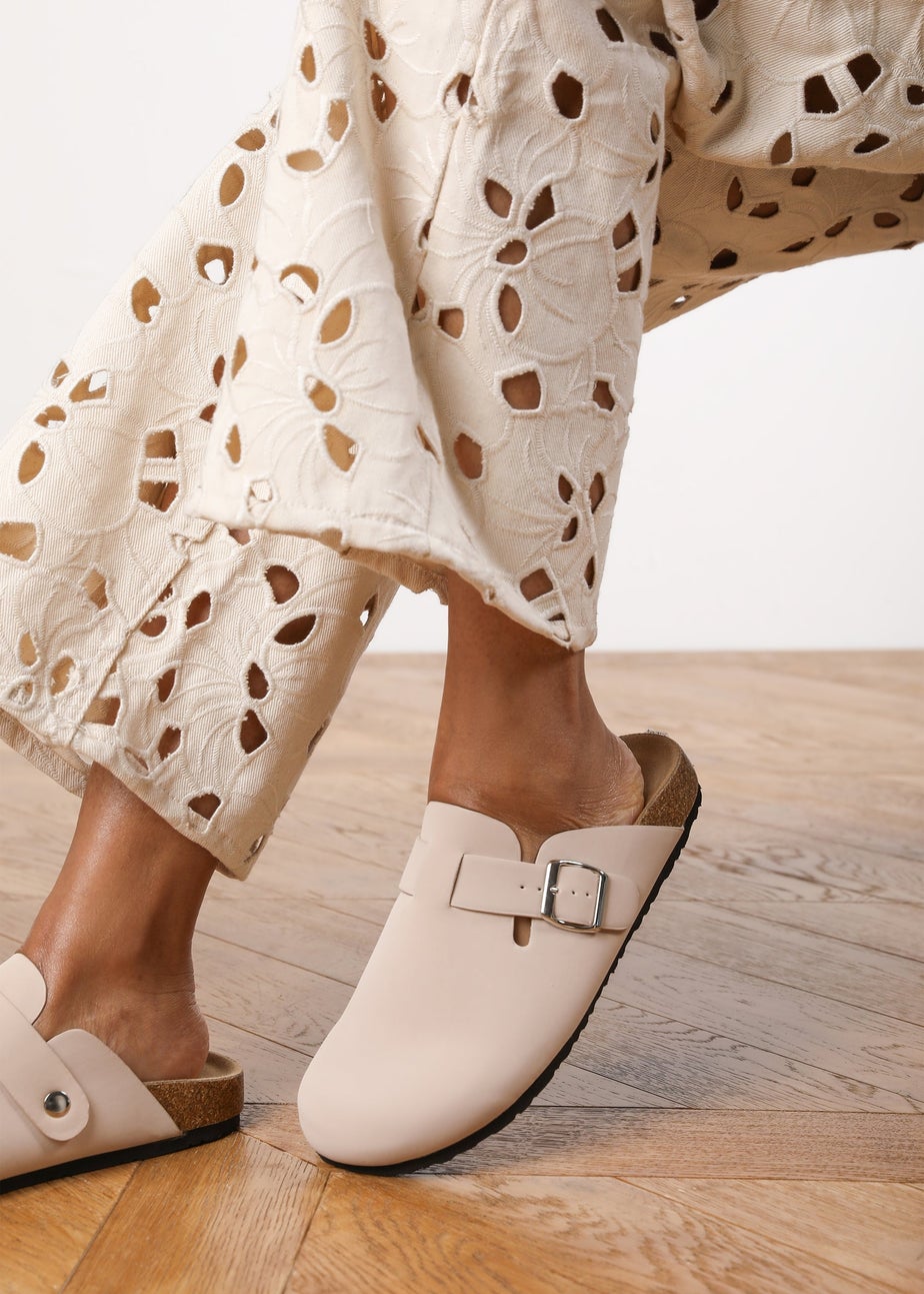 Where's That From Cream Suede Zara Slider Sandals