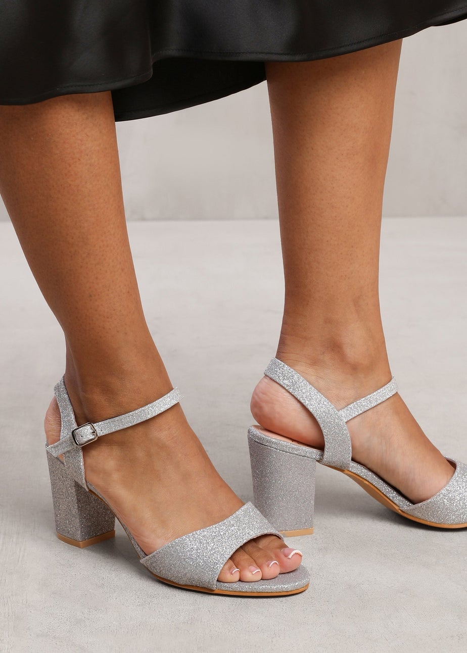 Where's That From Silver Ella Low Block Heel Sandal
